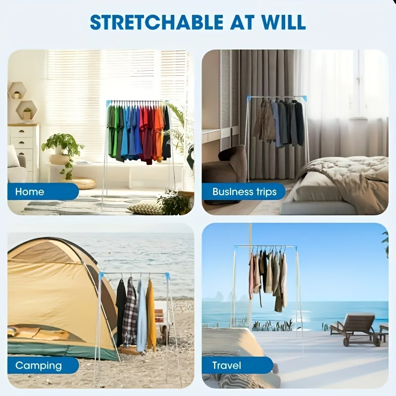 Cintre de voyage portable, cintre pliable, séchoir à linge télescopique portable et pliable, blanc - 2