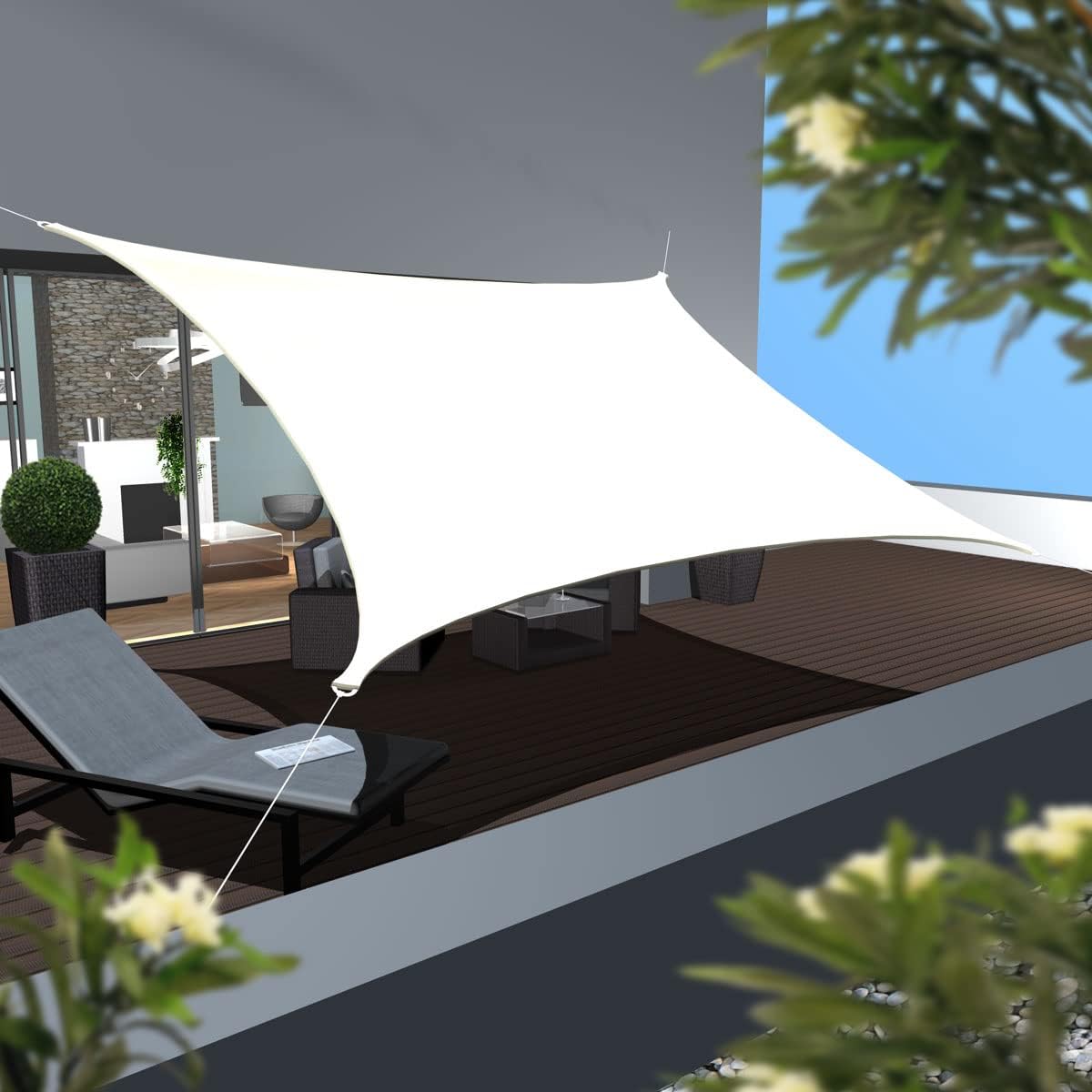 Voile d'ombrage rectangulaire, imperméable et résistant aux UV, pour terrasse, jardin, pelouse, 3 x 5 m, blanc - 3