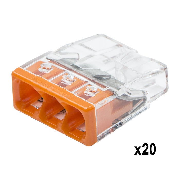 Flacon de 50 mini bornes WAGO, 400 V, 24 A, connexion PUSH WIRE®, transparent, pour fils 1 à 2,5 mm² - 4