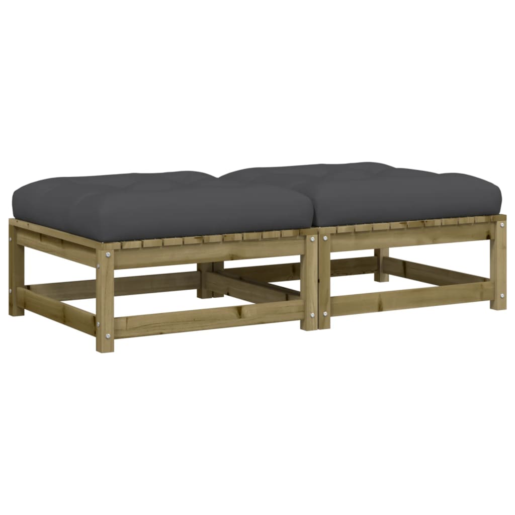2 piezas taburetes de jardín | otomana de jardín | reposapiés de jardín con cojines madera de pino impregnada cfw87268