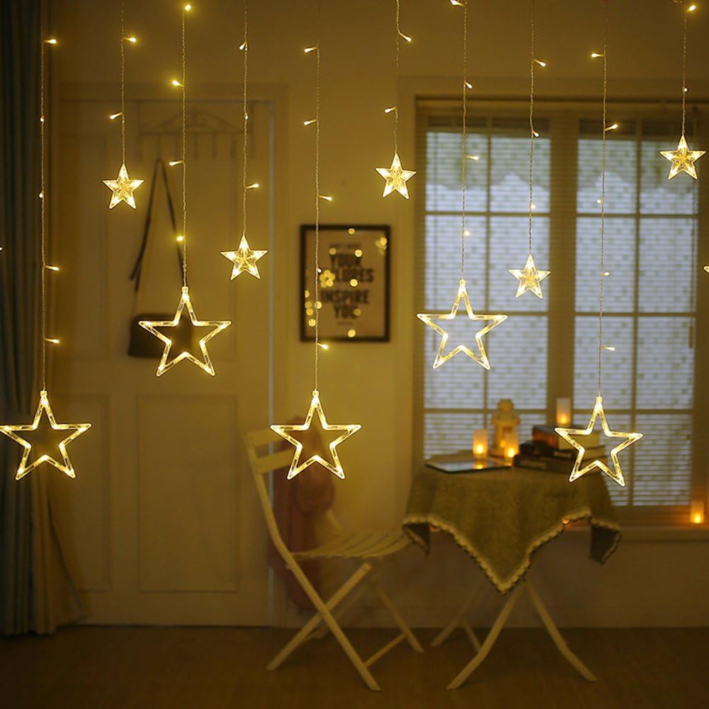 Guirlande Lumineuse 12 Étoiles LED - Lumière Blanche Chaude & 8 Fonctions - Pour Décoration Noël, Mariage et Fêtes - Usage Intérieur - 2
