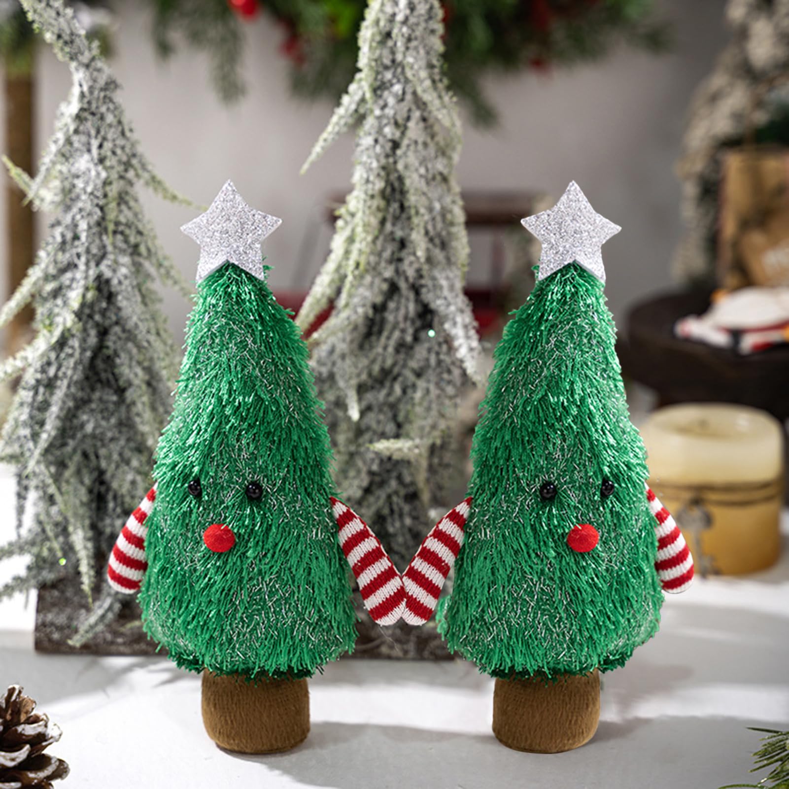 Lot de 16 Mini sapins de Noël décoratifs - Vert argenté et Blanc - Mini Sapin de givré - 4,5/10/15 cm - pour décoration de Noël, décoration de Table, Bricolage Lot de 16 Mini sapins de Noël décoratifs - Vert argenté et Blanc - Mini Sapin de givré - 4,5/10/15 cm - pour décoration de Noël, décoration de Table, Bricolage