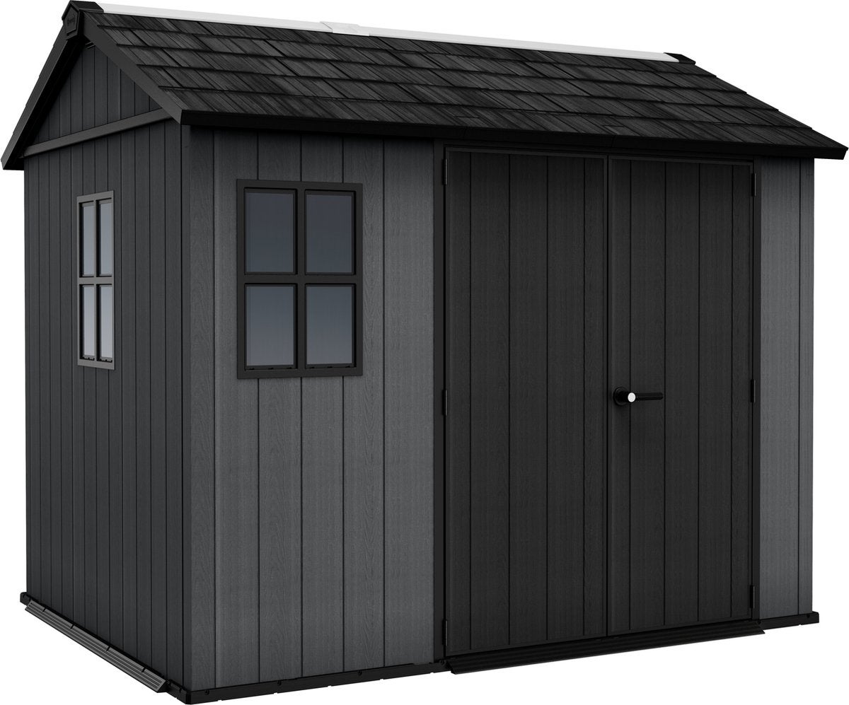 Abri De Jardin Keter Newton 7515, 476x230x246 Cm, Gris Effet Bois – Grand Rangement Résistant Aux Intempéries