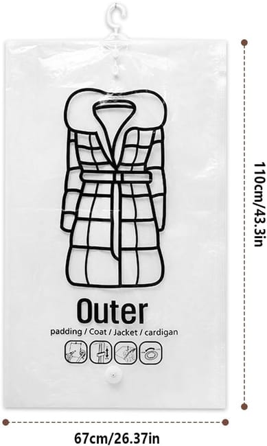 Sacchetti Sottovuoto Per Vestiti Da Appendere - 4 Pezzi 105x70 Cm, Salvaspazio - Foto 7