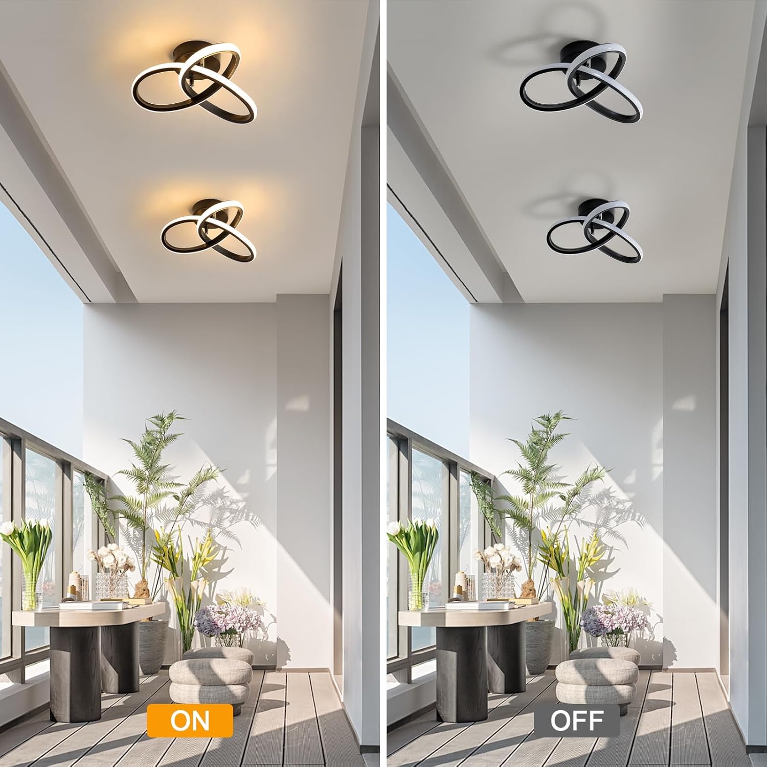 COMELY Plafonnier LED Design Moderne Noir 22W 2500lm 3000K Luminaire Plafond Anneaux pour Salon Chambre Cuisine Couloir Entrée Ø26cm - 7