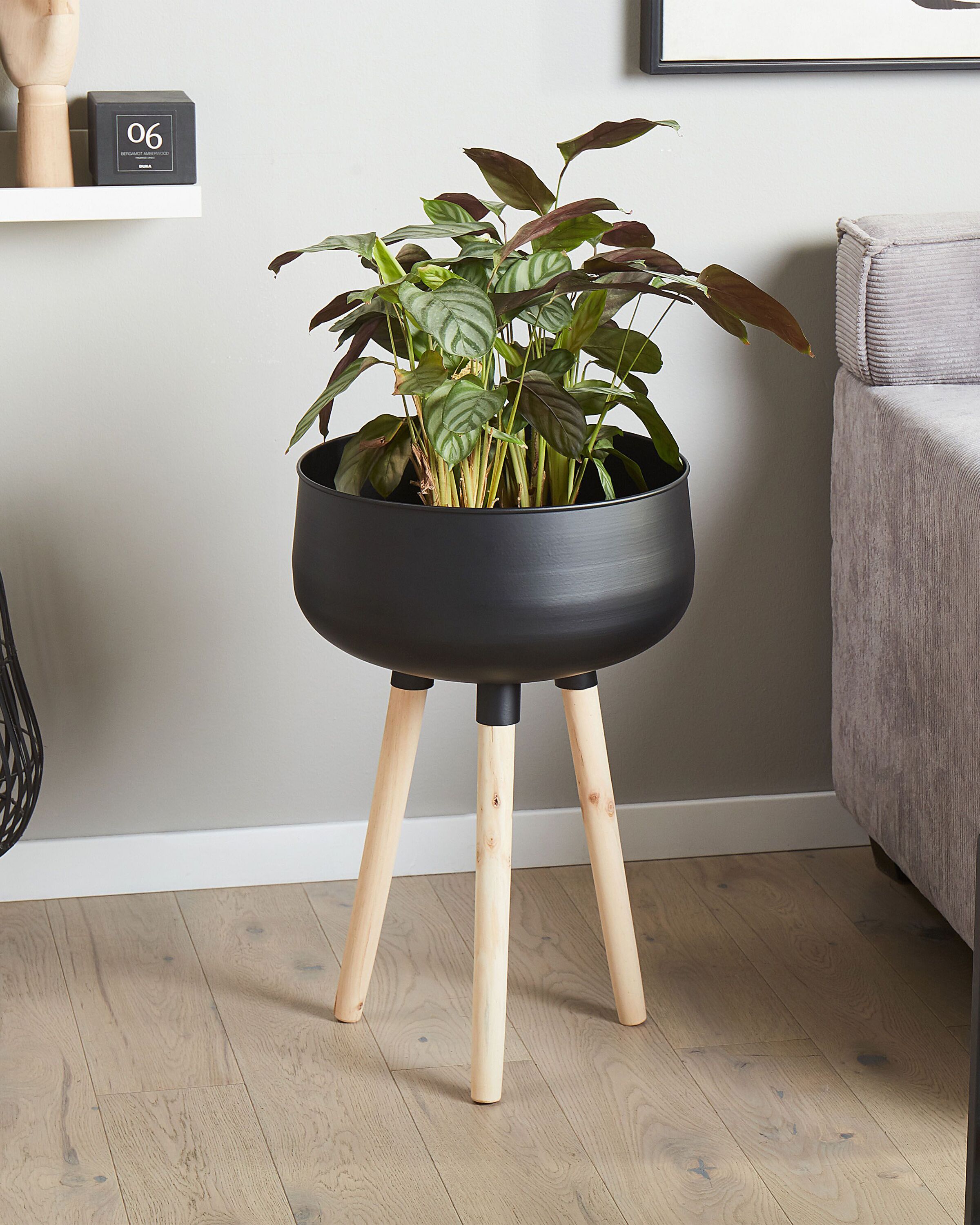 Cache-pot | Plant Pot | Pot de fleurs sur pied AGROS Métal 35 cm Noir ...