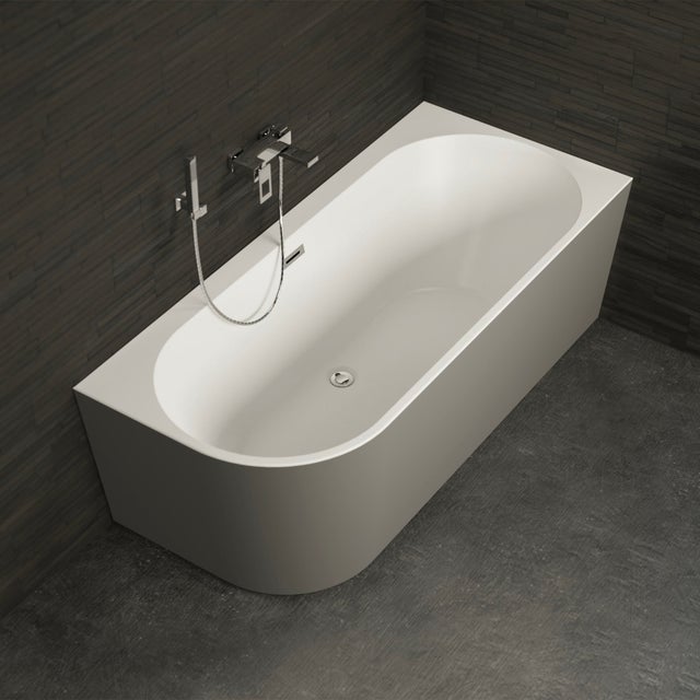 Vasca Angolare Semi-freestanding A Parete Capri 170 Droite Grise (grigio) L170 X L76 X H58 Cm, By Spalina