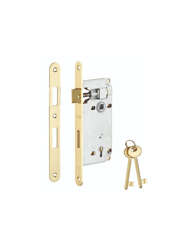 THIRARD - Serrure encastrable à clé pour porte de chambre, axe 45mm, bouts ronds, 2 clés - THIRARD