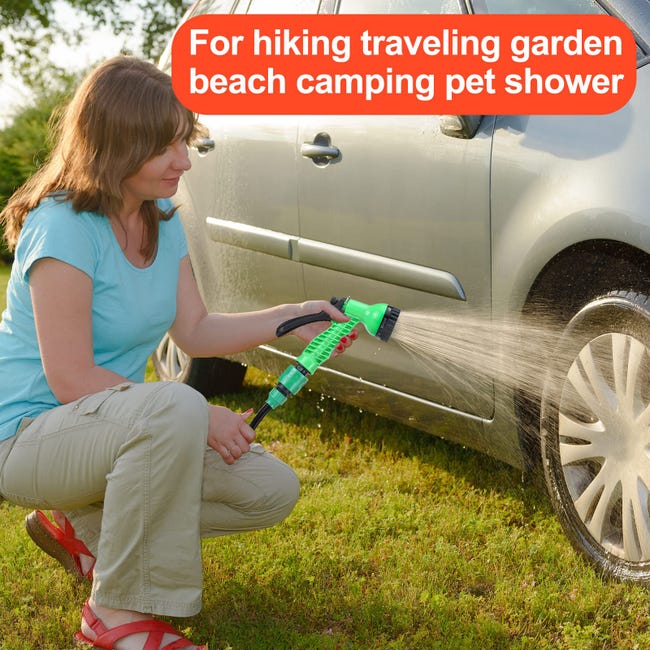 Douche De Camping Portable 5 Litres - 10 Modes De Pulvérisation, Tuyau De 3 M, Barre De Pression - Pour Plage, Jardin, Chien