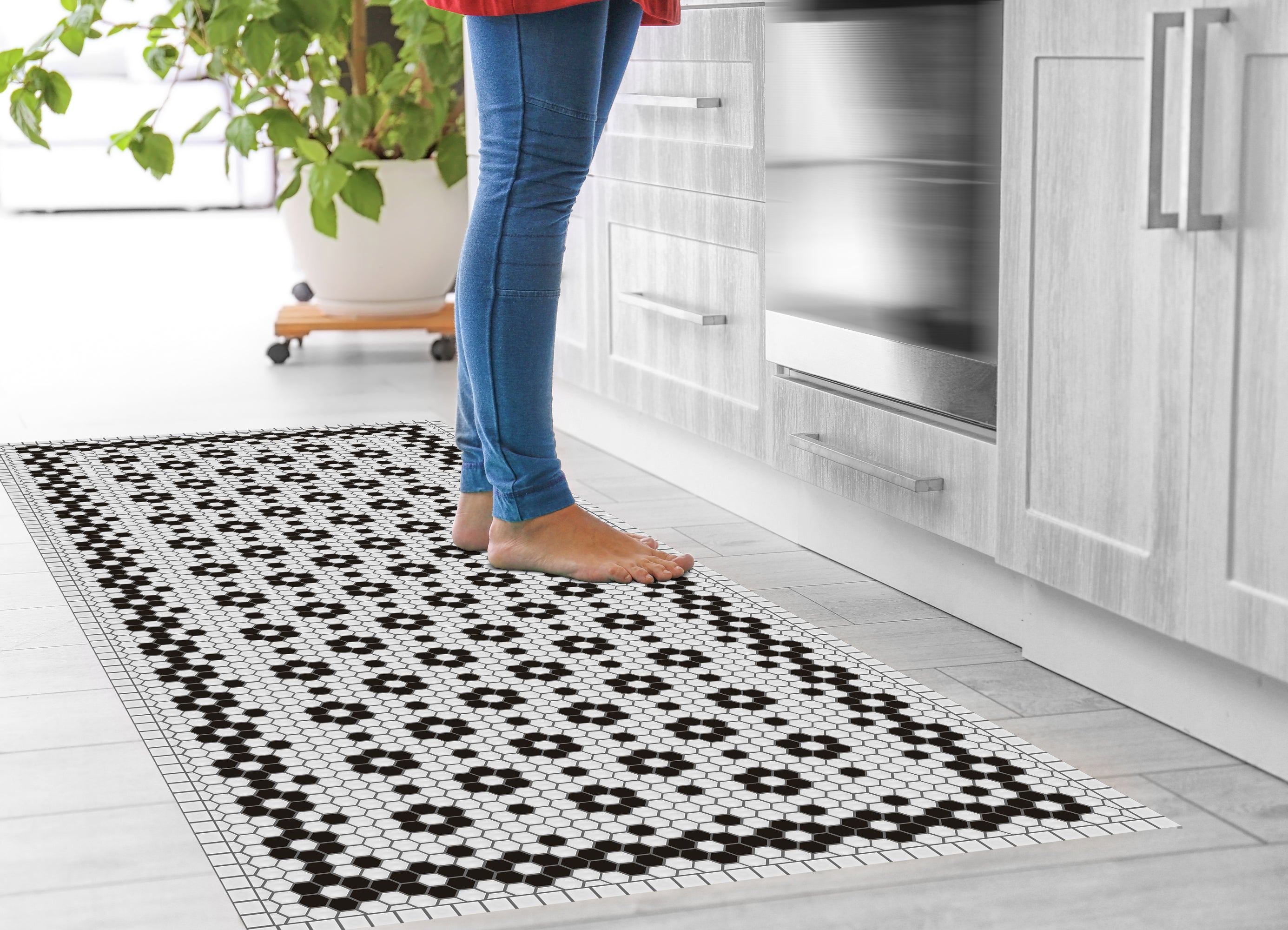 Dywan winylowy Becky 60x110 cm - antypoślizgowy dywan PVC do kuchni lub salonu, wodoodporny, zmywalny, ognioodporny