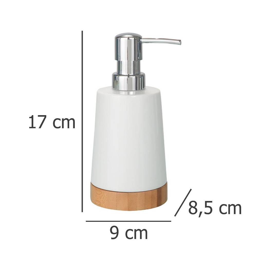 Dozownik mydła Wenko Kolekcja elegancka 290 ml ceramika i bambus - 4