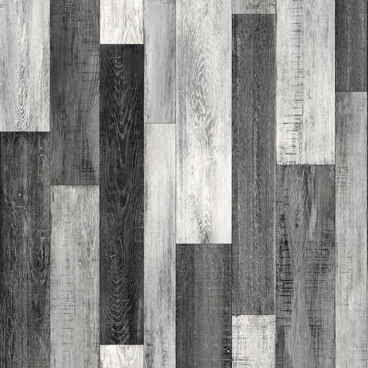 Link plus suelo vinílico - imitación parquet blanco y negro - superficie brillante - rollo 4m x 3m