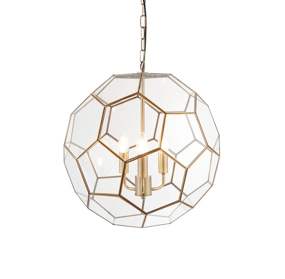 Lampa sufitowa sześciokątne panele MIELE antyczny mosiądz 3xE14x15W szkło wym:200x47x47cm IP20 Endon