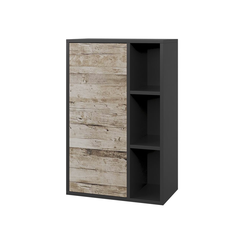 Vicco Półka ścienna Berno, Dąb czarny/piaskowy, 50.1 x 78.4 cm z 2 zamkniętymi przegrodami