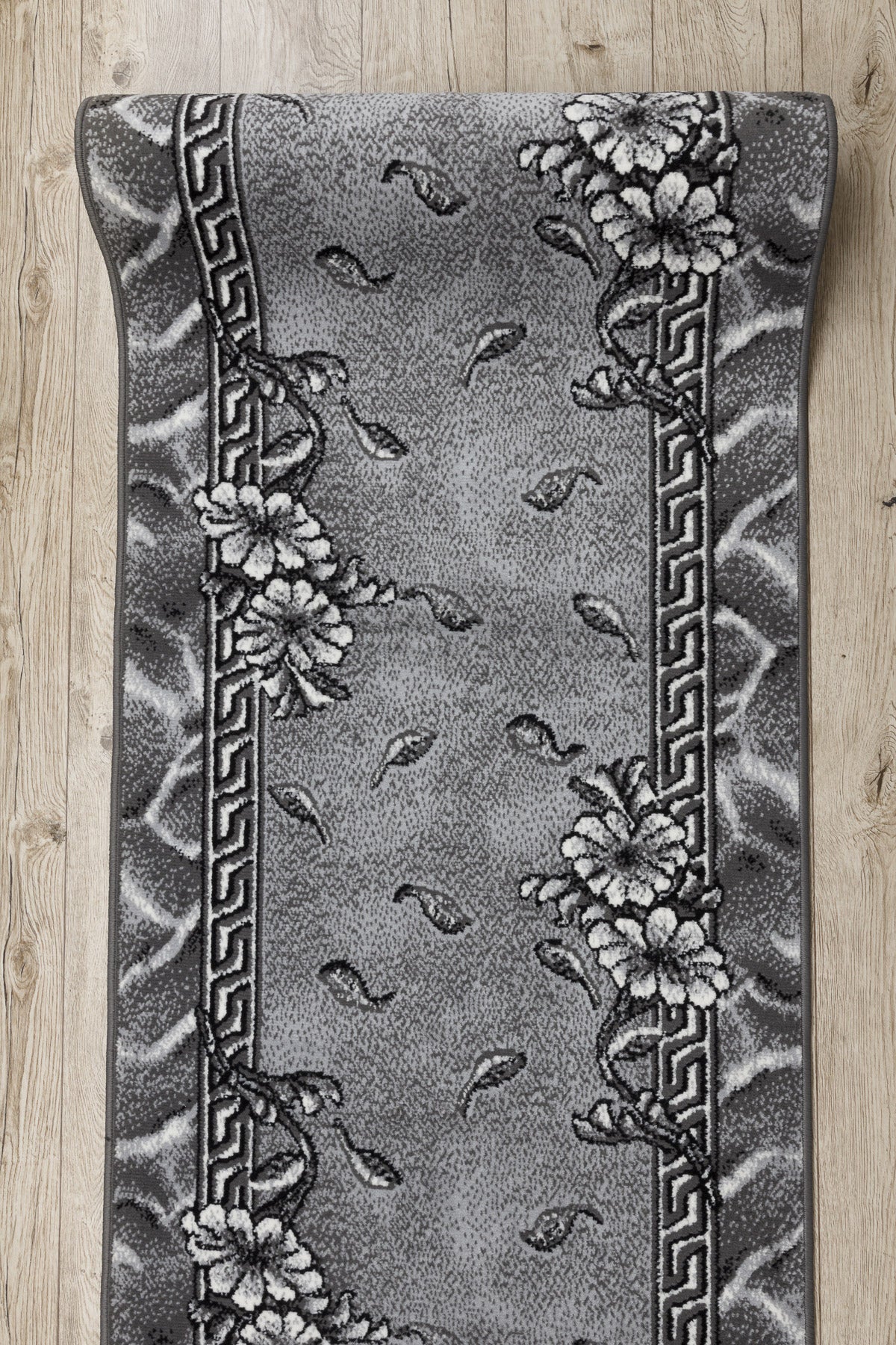 CHODNIK BCF MORAD Trio liście, kwiaty szary 120 cm 120x470 cm - 5