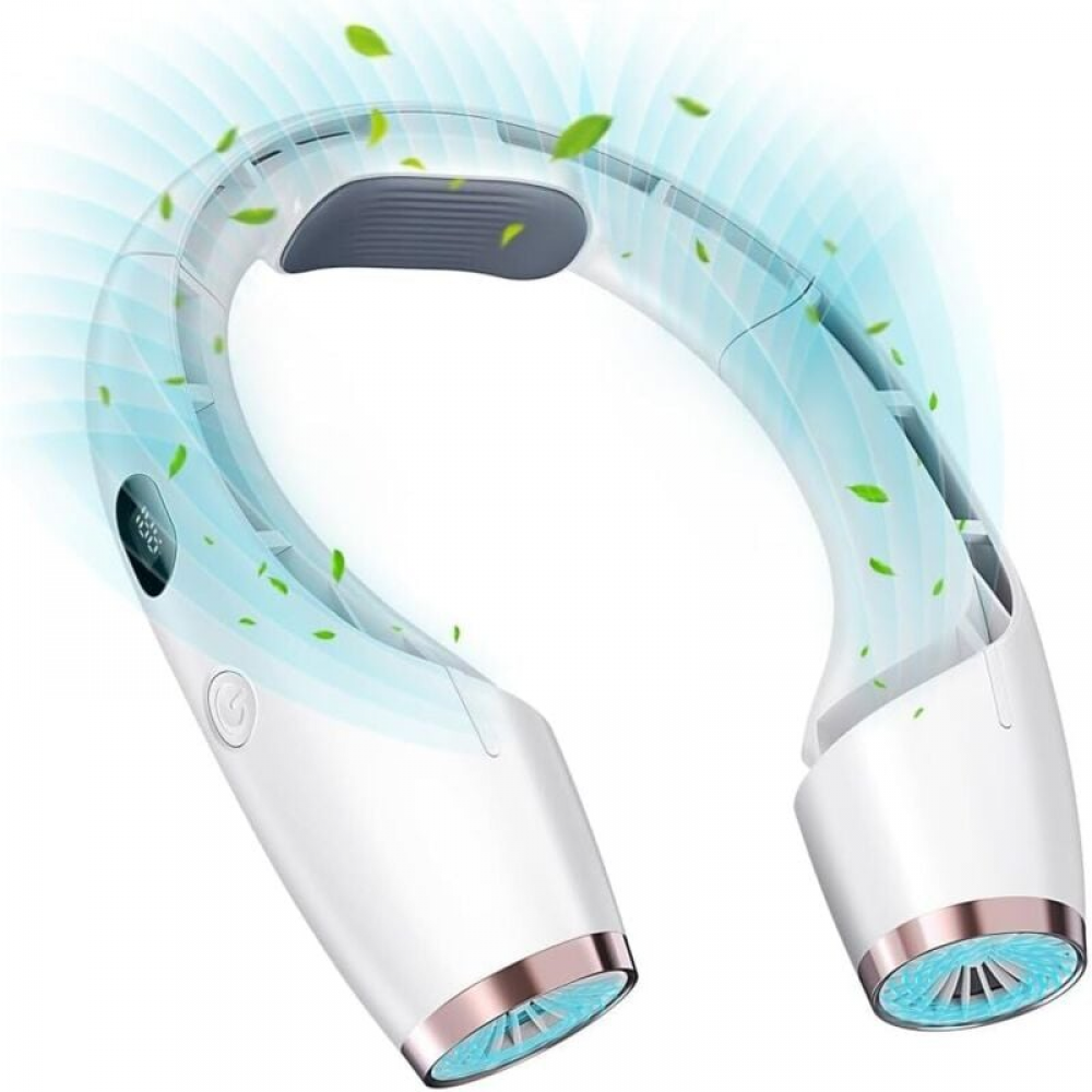 Przenośny wentylator na szyję, chłodzenie 720°C, 6000 mAh, 8 godzin, 3-biegowy wyświetlacz LED na akumulatorze, ultracichy, wentylator osobisty
