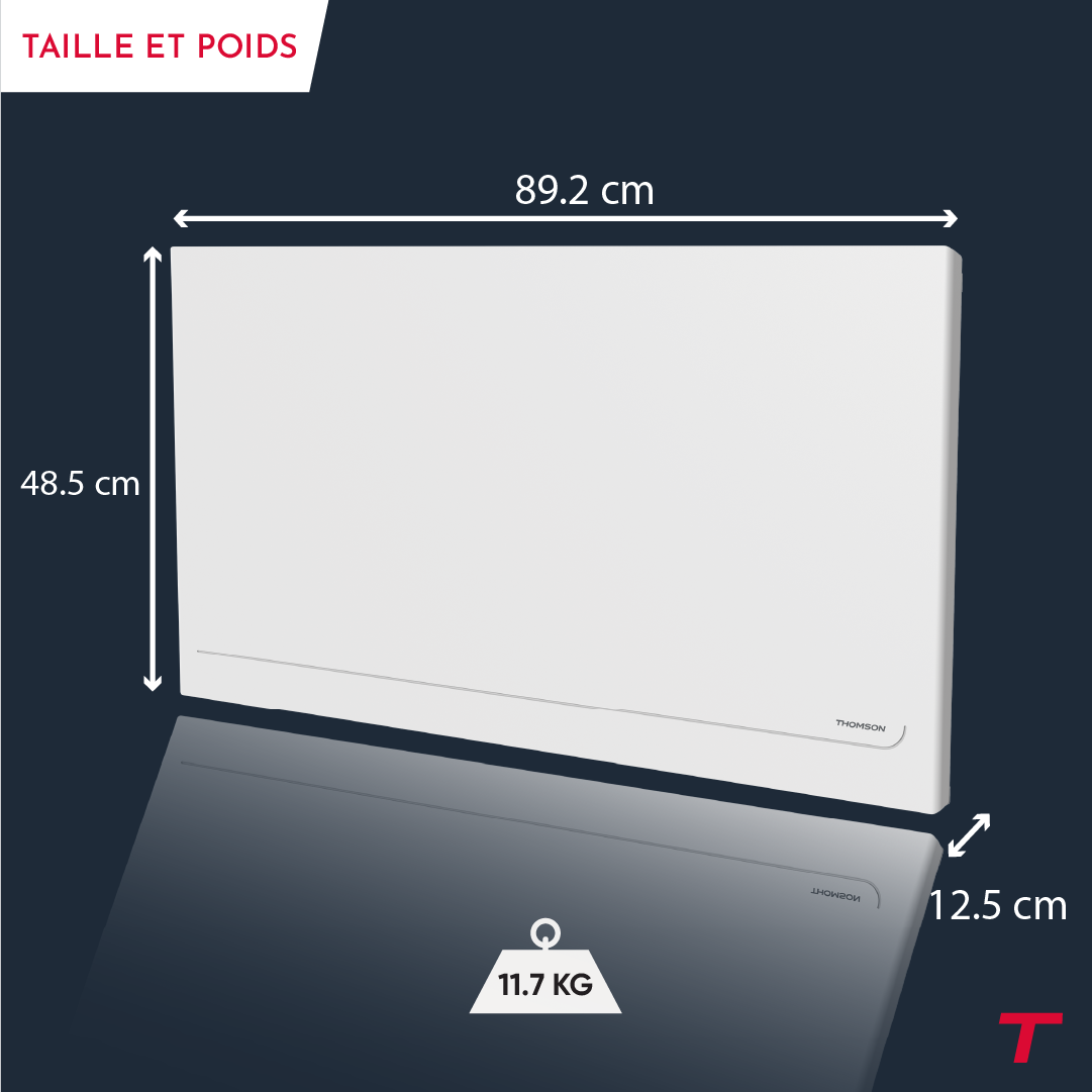Radiateur électrique fixe connecté WiFi à inertie sèche céramique avec thermostat interchangeable 1500W THOMSON MILLA horizontal blanc - 4