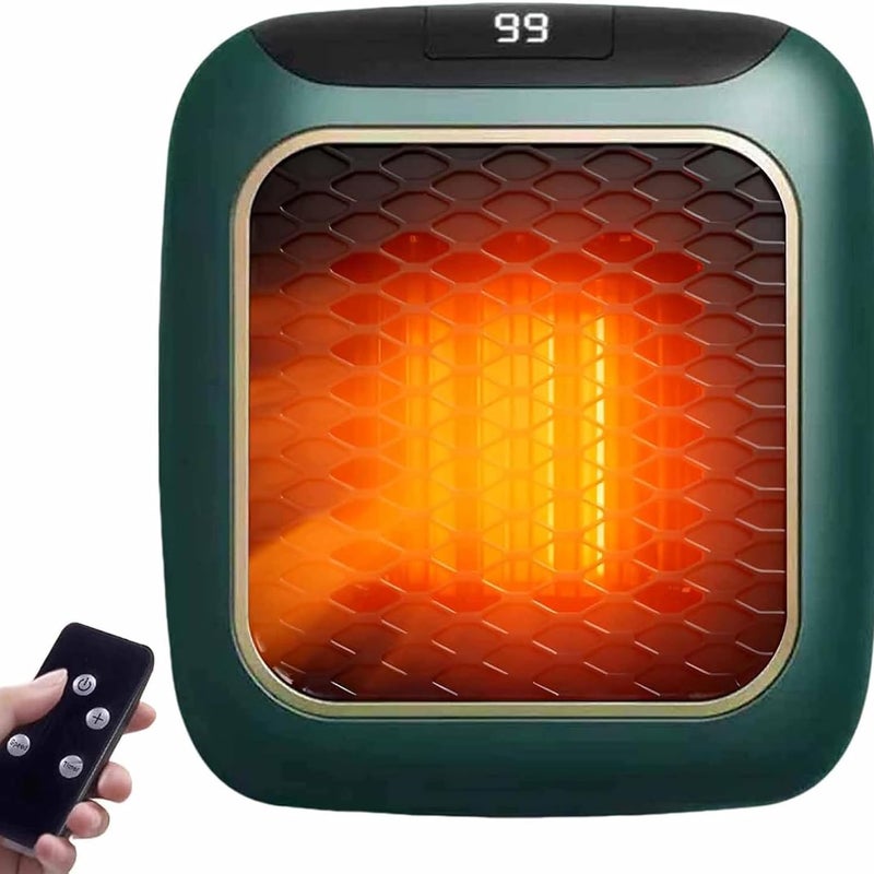 Ceramiczny grzejnik ścienny 800 W – przenośny, zielony, 13 x 11 x 14,5 cm – pilot zdalnego sterowania – ogrzewanie w 3 sekundy