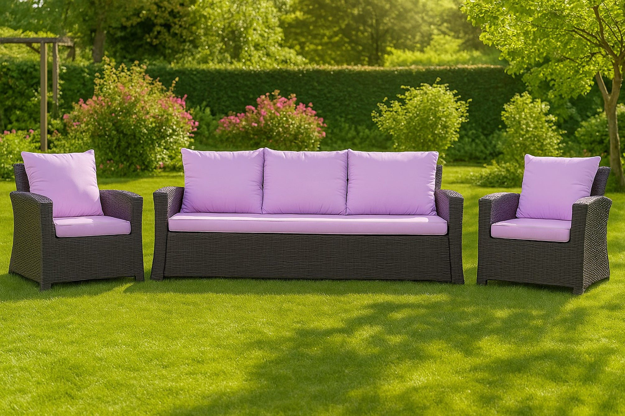 Coussins de canapé meubles de jardin en résine tressée Violet, Coussins balançoire d'extérieur 110x50x50cm Coussin pour banquette 2 places mix - 5