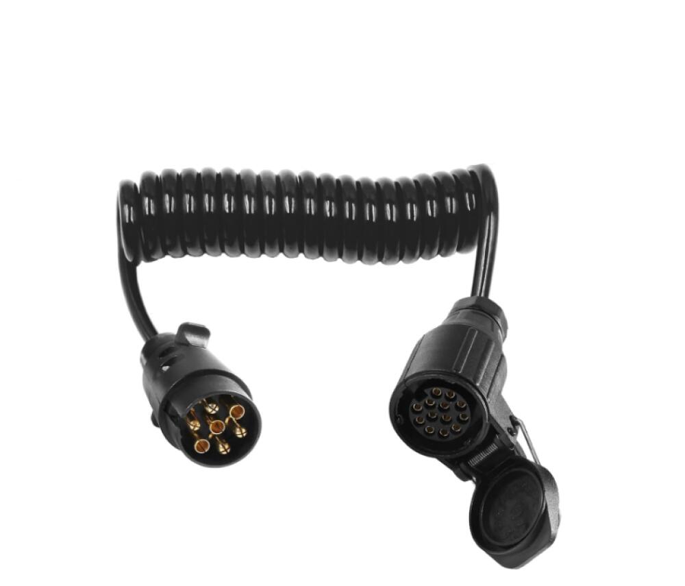 Przedłużacz do Przyczepy Kabel 7-13 Pin Męski Żeński Przedłużka kabla 2m 12V Przedłużacz Gniazda Przyczepy Wiązka Przedłużająca Spiralna Przedłużka