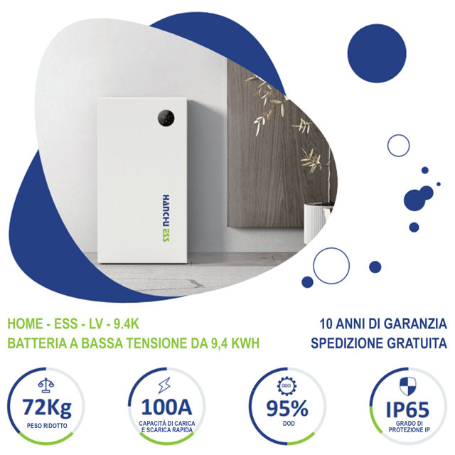 Batteria al Litio per accumulo energia solare a Bassa Tensione 9,4kWh: Sicura, Affidabile e Perfetta per le Famiglie HANCHU ESS