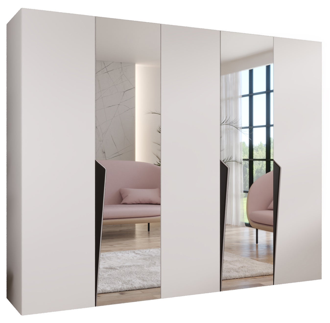 Szafa uchylna otwierana Piano 2 250 x 52 x 202 cm biały + u. Czarny Abiks Meble