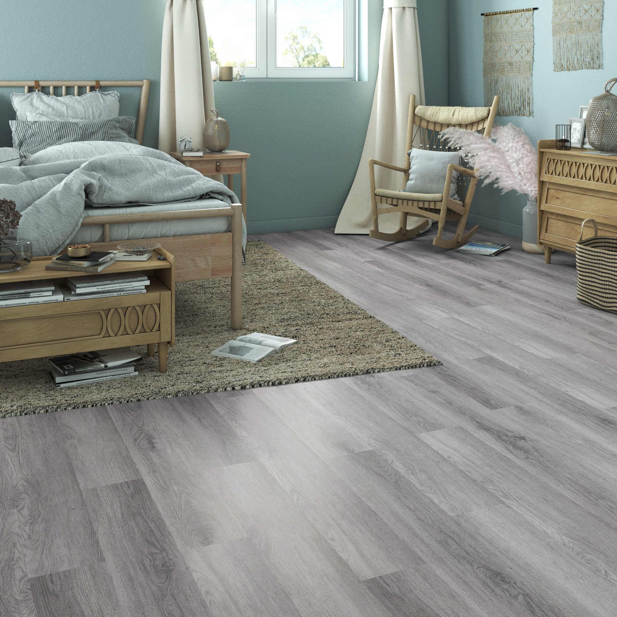 Artens - lamas de pvc clip-on medio xl con base integrada - imitación madera gris claro - espesor 4,5 mm - 1,98 m²/ 9 lamas - gila