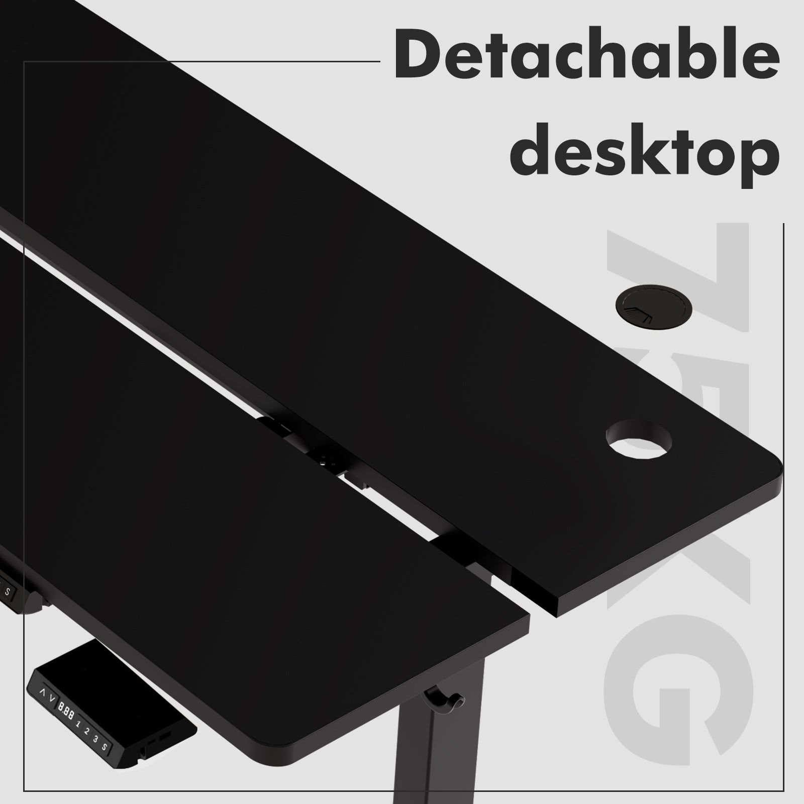 Bureau Assis-Debout Électrique, Dimensions 140x70 cm, Avec Fonction Mémoire Et Anti-Collision, Ports Usb-A Et Type-C, Hauteur Réglable De 70 À 119 cm - 3