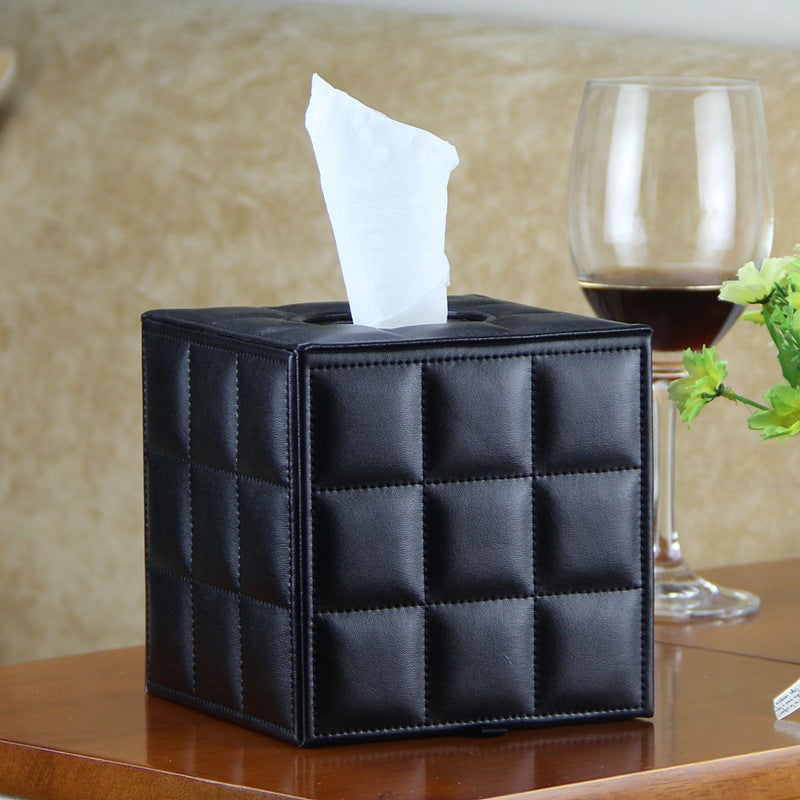 Pudełko na chusteczki w stylu hotelowym - proste pudełko na chusteczki, kwadratowy skórzany uchwyt na rolkę papieru, 13,5 x 13,5 x 13,5 cm