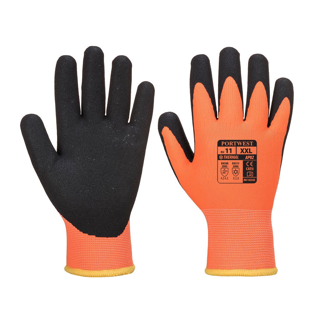 Gants de protection hydrophobes thermiques Portwest Thermo Pro Ultra Orange / Noir 8 - 5