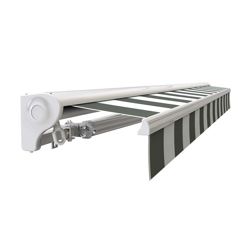 Store banne manuel Demi coffre 4 x 3 m pour terrasse - Blanc gris - 5