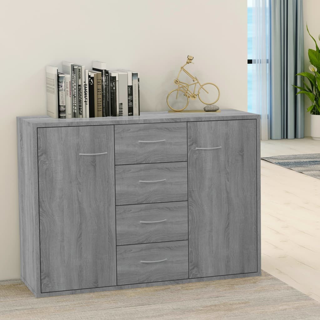 Credenza SECOLI 2 Pezzi – Madia In Legno Multistrato Grigio Sonoma Per Soggiorno