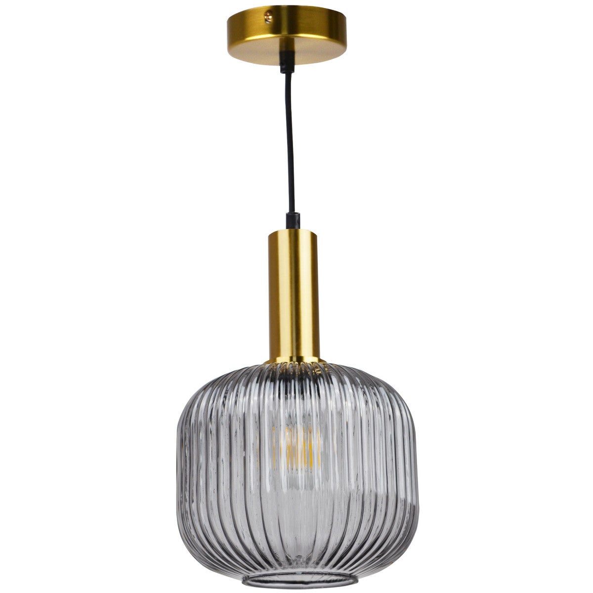 Lampa wisząca Cumbria dymiona-złota 1xE27x20W wym: 100 x 20,5 x 20,5 cm szkło Polux