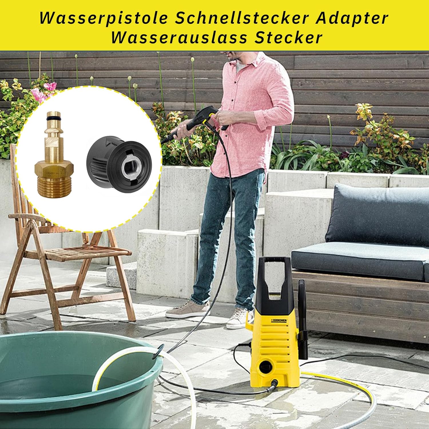 Adaptateur pour nettoyeur haute pression - adaptateur à connexion rapide M22 14 mm pour Karcher K2-K7 - adaptateur à dégagement rapide - 6