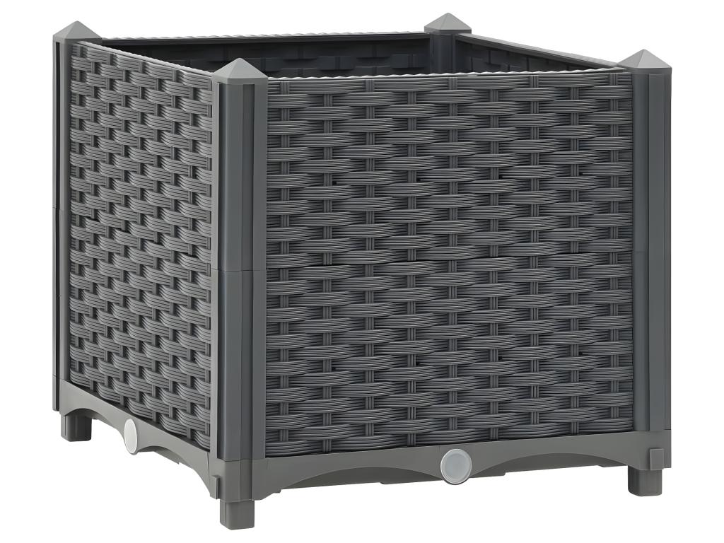 Fioriera aiuola rialzata piante fiori giardino 40 x 40 x 38 cm polipropilene grigio scuro 02_0000928 - 5