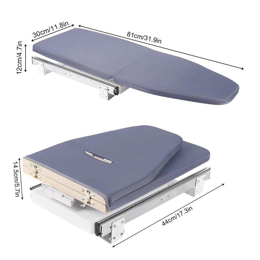 Armoire pliante avec planche à repasser, facile à installer, cadre en métal robuste push-pull 80x29,5 cm (gris) - 5