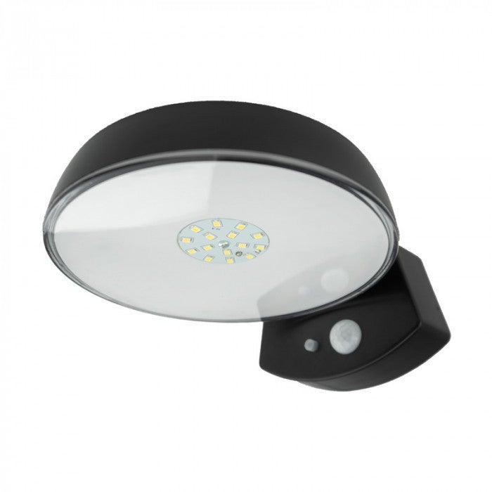 Kinkiet solarny z czujnikiem ruchu kinkiet solarny LED Neutralna biel 180lm czarny wym:6,4x14,5x17,5cm IP65 Ecolight