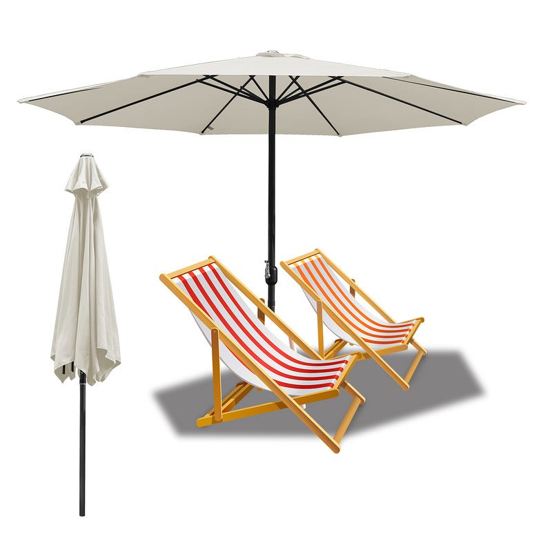 Parasol Jardin 3x3 M Zambie – Toile Polyester 200g Gris Foncé, Mât Aluminium Pivotant 360° – Idéal Terrasse, Bar, Restaurant