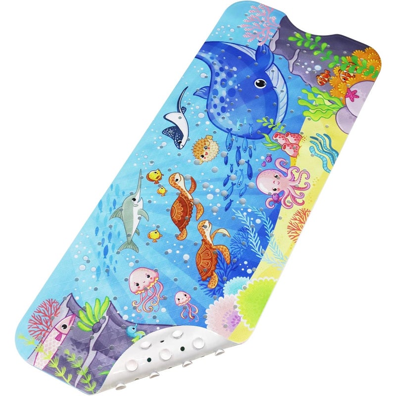 (Wieloryby i żółwie) Antypoślizgowa mata do kąpieli dla niemowląt, 100 x 40 cm, Antypoślizgowa mata do kąpieli, Wytrzymała mata prysznicowa z 200 przy