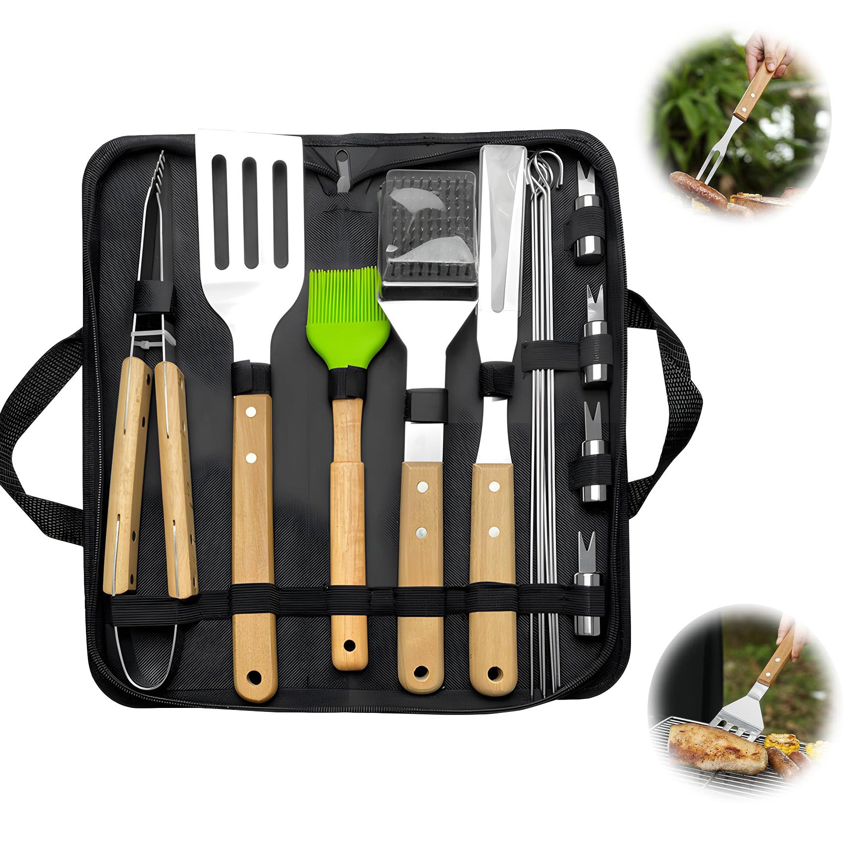 15-częściowy zestaw narzędzi do grillowania, akcesoria do grillowania kurczaka, steków, kiełbasek, kukurydzy