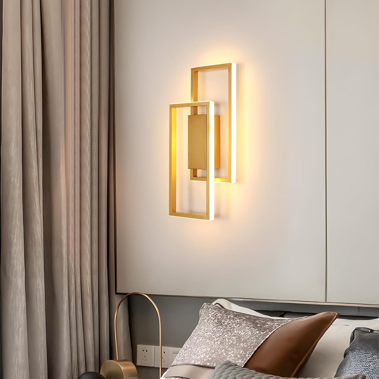 Applique Murale LED Design Incurvé 120 Cm – Doré Moderne 3 Couleurs Dimmable – Lampe Murale Salon Chambre Couloir