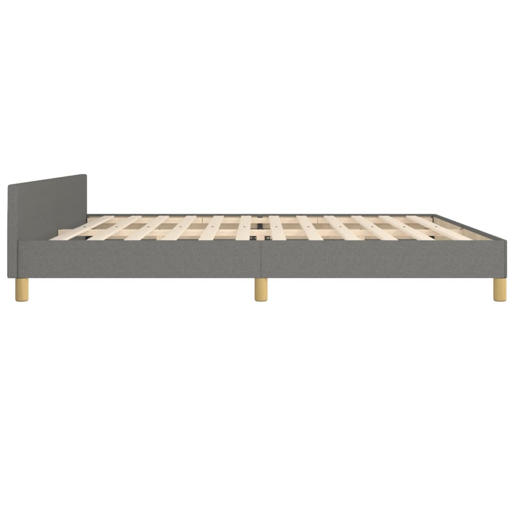 Cadre de lit sans matelas gris foncé 200 x 200 cm tissu - 7