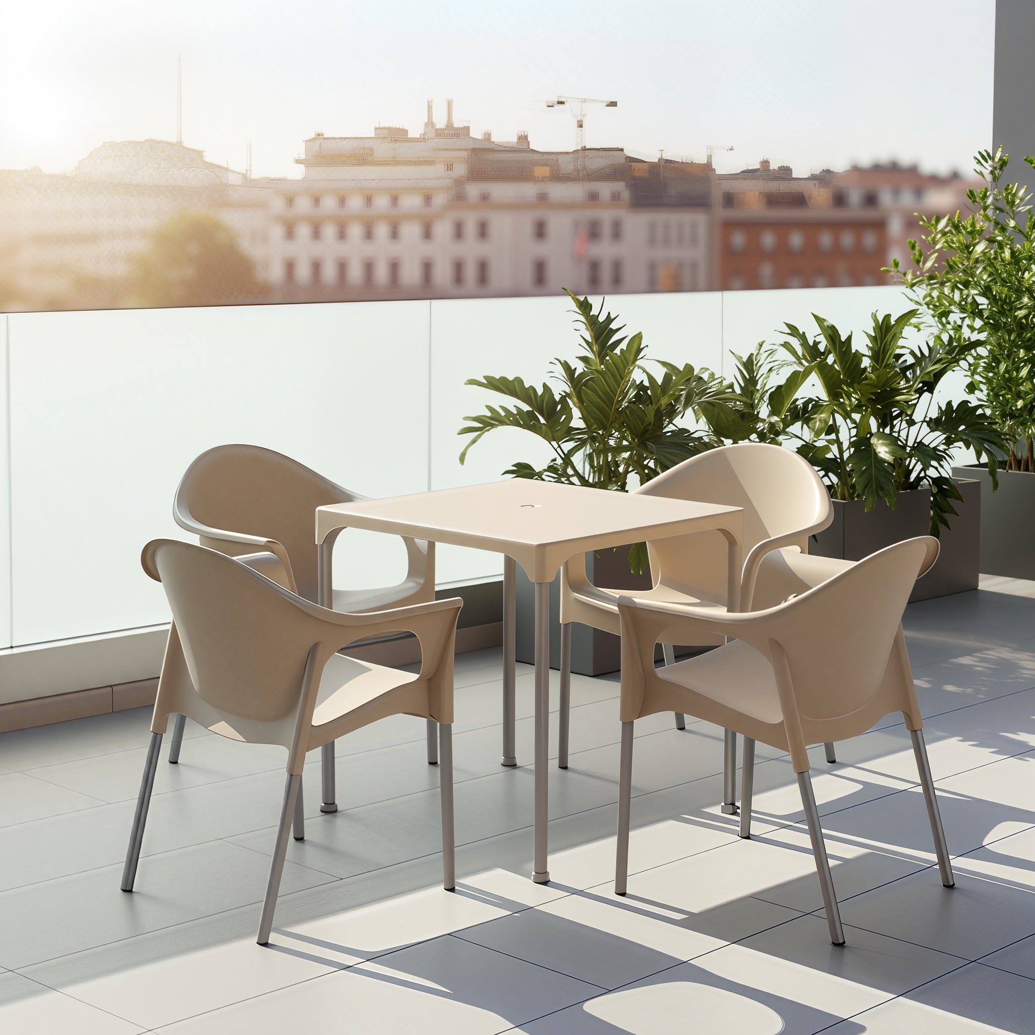 Conjunto de jardín Brisa beige de polipropileno 5 piezas para exterior ROMERO GARDEN - 3