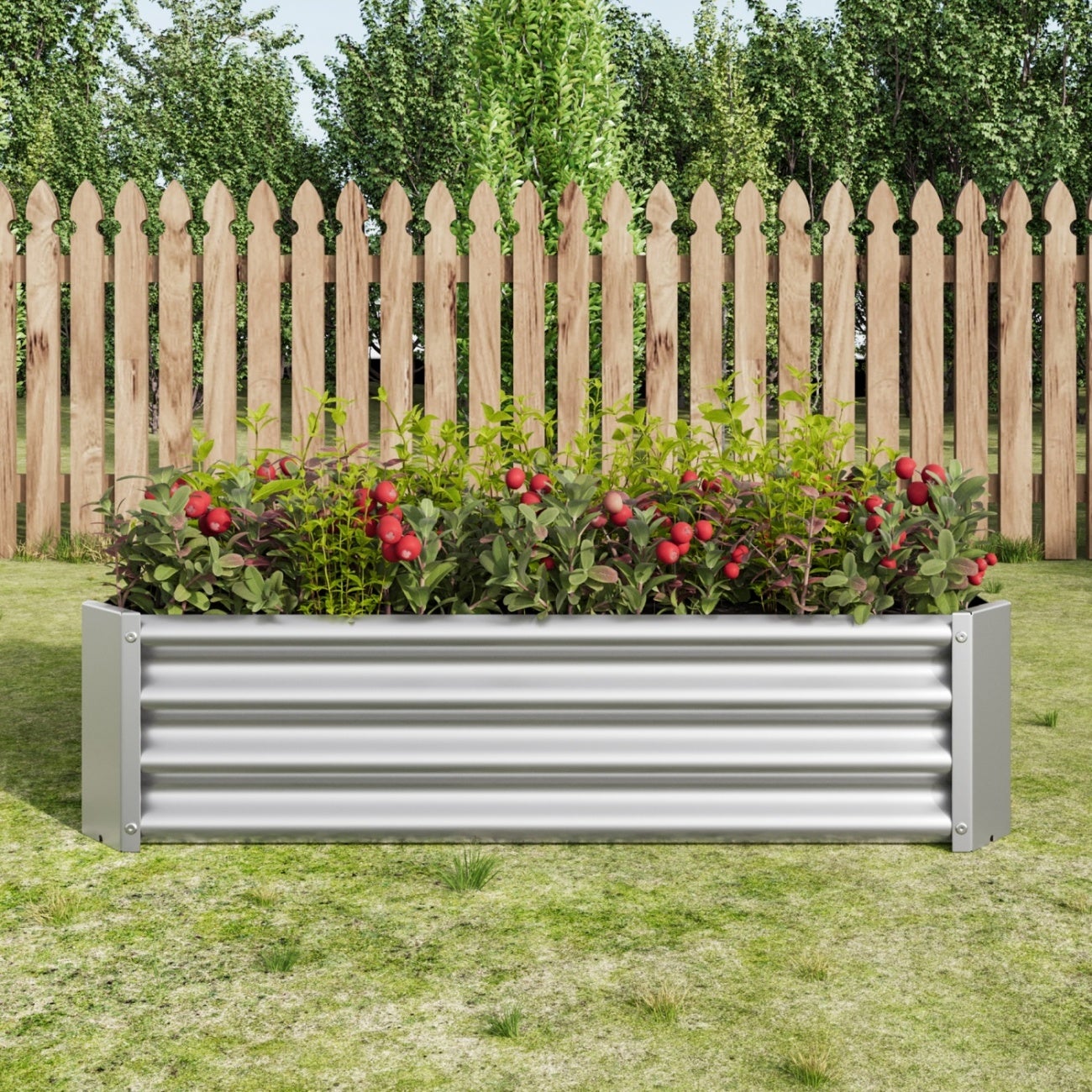 Bac à plantes métallique,carré potager， kit sans fond, idéal pour légumes, herbes et fleurs, couleur anthracite. - 4