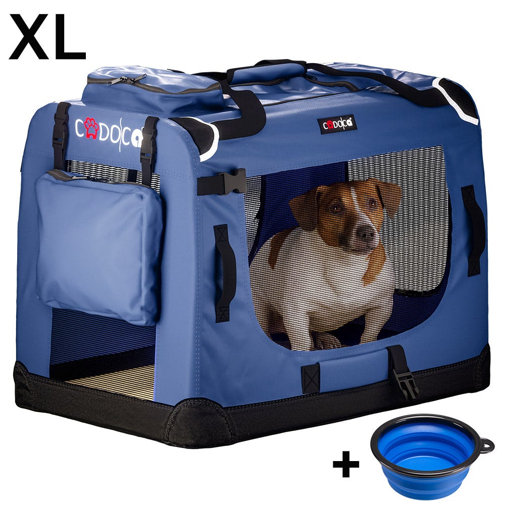 CADOCA® Cage de transport XL Bleu pour animaux chien chat rongeur
