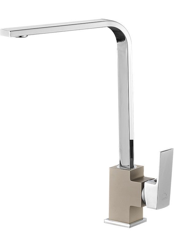 Bateria Zlewozmywakowa Stojąca z wylewką L Kvadrato Chrom Beż Laveo