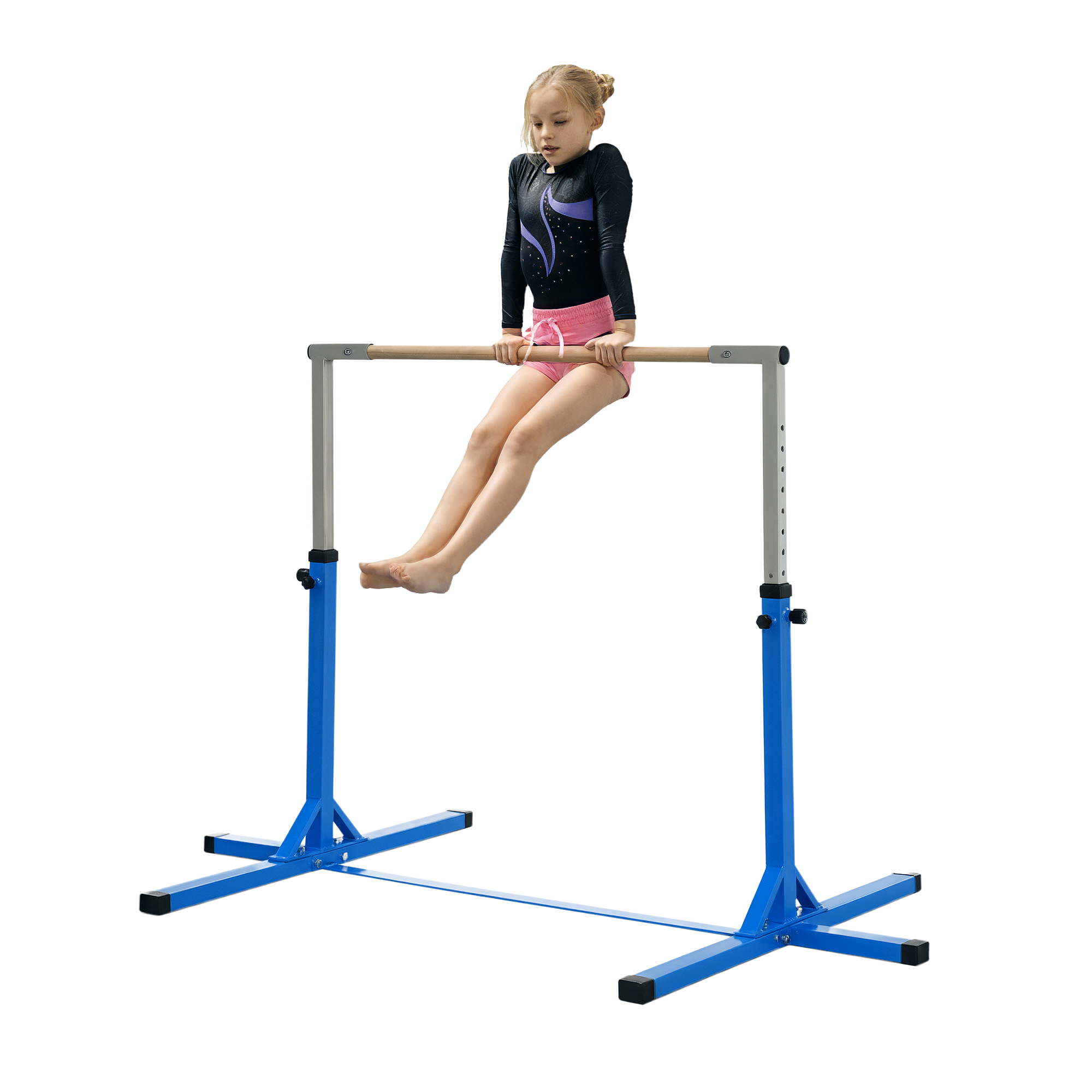 Barre De Gymnastique Enfant Réglable En Hauteur – Acier Rose, 115–155 Cm – Pour 3–8 Ans