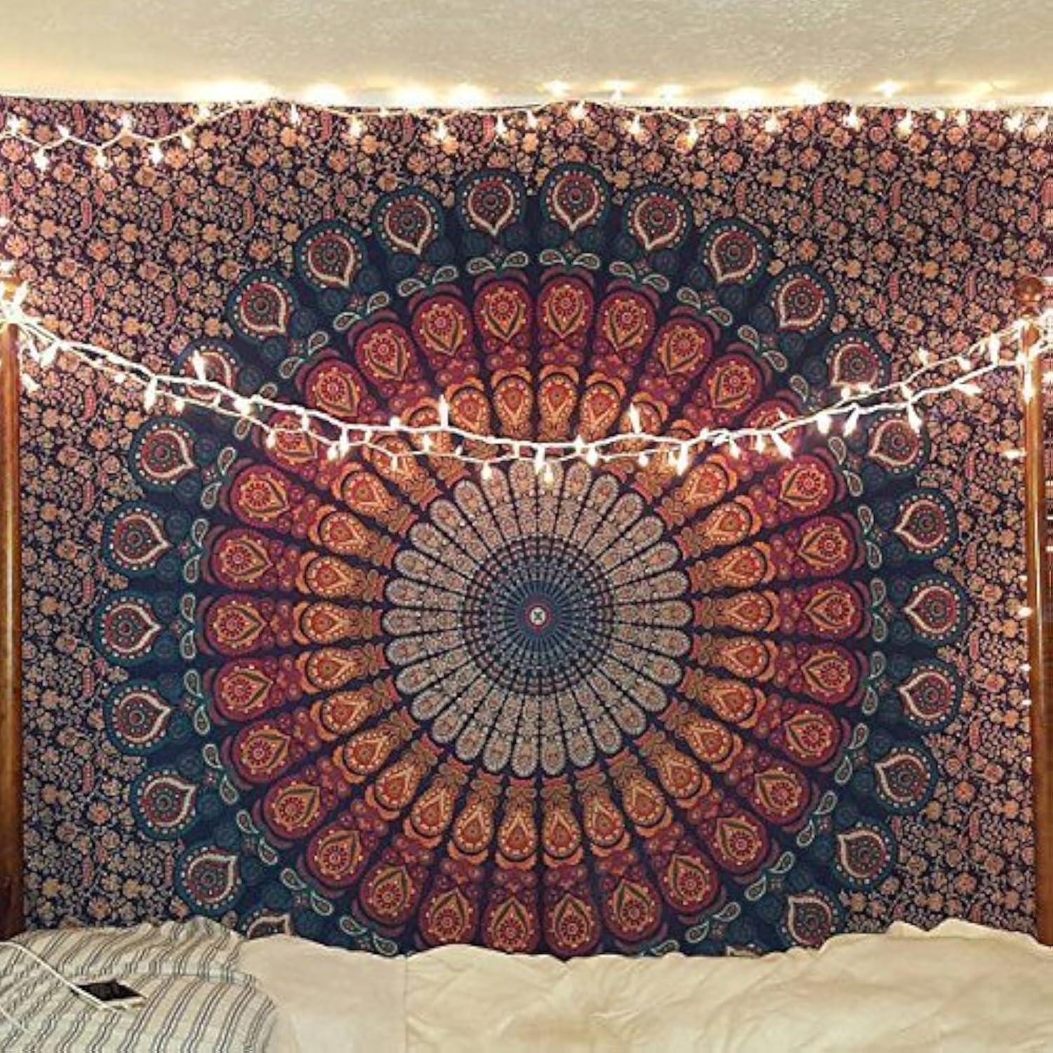 Lot De 10 Tapisseries Mandala Indiennes - Déco Murale Bohème - Coton Nature