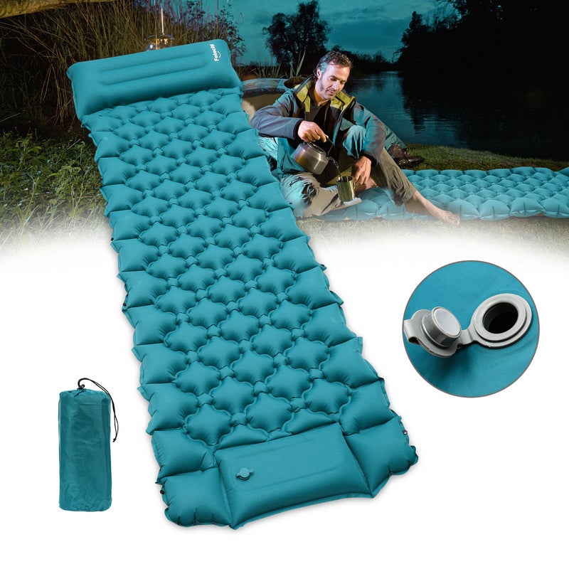 Materassino Gonfiabile Da Campeggio QPAU 12cm - Con Pompa A Pedale Incorporata, Impermeabile, 2 Posti - Foto 7