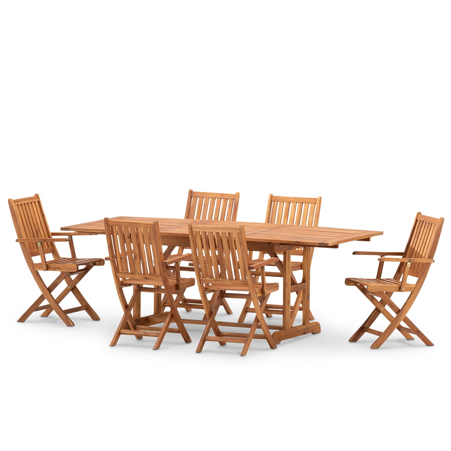 Set da giardino tavolo allungabile 150/210×90 e sedie pieghevoli